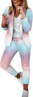 JMMSlmax Women's 2 Piece Office Slim Fit Blazer Pant Set Business Suit Set Womens Spring Fall Open-Front Blazer Pants Sets, A8-sky Blue, Small