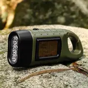 Hand Crank Dynamo Solar Powered Flashlight Emergency Rechargeable LED Torch