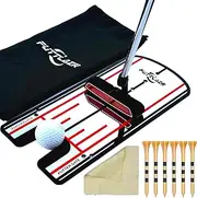 PUTTLAZR Golf Putting Mirror with 6 Golf Tees, Putting Mirror Training Aid for Golf Practice Putting Trainer, Golf Putting Aid for Golfer, Golf Gifts for Men, Red