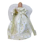 Christmas Angel Doll Tree Top Star Gold Red Winged Fabric Dress Christmas Angel Decoration
