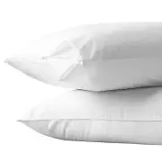 100% Cotton 2 Pack Zippered Pillow Case Encasement Protector Hypoallergenic New