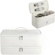 [GENCAM] Double-Layer Carrying Case for Shark Flexstyle, Travel Case for Shark SpeedStyle, Portable Storage Organizer bag for Shark Flexstyle FlexFusion/Dyson Airwrap Styler and Attachments, Beige,