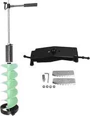XTevu Ice Auger, 8in Ice Drill with Nylon Blade and 70cm, Ice Drill Auger for Fishing Hole Drilling