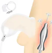 SAHOOSAFETY Silicone Urinal Piss Funnel Penis Sleeve with Hollow Stainless Steel Anal Plug Enema Anal Shower Set SM Bondage Erotic Sex Toys for Men Women and Couples
