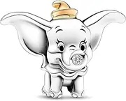 [Generic] Disney 100th Anniversary Dumbo Charm 925 Sterling Silver Pendant Charm Compatible with Pandora Charms,and Many Other UK Charm Bracelets., Metal