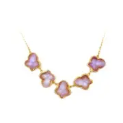 Michael Vincent Michaud- Glass Round Statement HYDRANGEA LAVENDERNECKLACE 4079 i