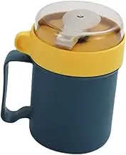 STOBAZA 1pc Portable Cereal Cup with Lid Spoon Microwave Safe Breakfast Milk Cup Capacity Soup for School Office Travel Random Color