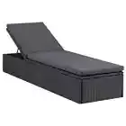 Sunlounger Poly Rattan Black and Dark Grey