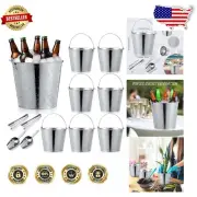 10L Large Galvanized Metal Beer Bucket with 2 Tongs & Shovels - Party Essential