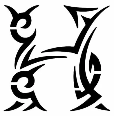 "TRIBAL H" Design Letter Stencil Name Initial Alphabet 4" 5" 6" 7" Inch Sheet