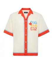 Dsquared2 Summer Lovers Drop Shoulder Muslin Bowling Shirt IT52,IT50,IT48,IT46 white