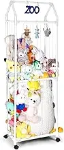 Stuffed Animal Storage Zoo Stuffed Animal Holder Space Save Vertical Stuffed Animals Storage PVC with Elastic Band and Net for Playroom Birthday Gift for Bedroom（white）