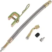 X AUTOHAUX 1 Set 135 Degree Copper Tire Valve Extension with Flexible Stainless Steel 210mm Tyre Valve Inflation Adapter for Car Motorcycle RV Truck Bike