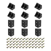 12Pcs 19x32x19mm Nylon Shelf Right Angle Brackets with Screws (Black)