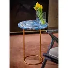 Natural Blue Agate Console Side Table , Agate Geode End Table Decors 12"x12"