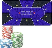 Poker Table Cloth, 120x60 Cm Rubber Poker Table, Anti Slip Wear Resistant Poker Table Top Mat, Game Table Mat for Theme Parties, Game Nights, Camping and Wrapping
