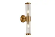 Interior Classic Up/Down Antique Brass Tubular Clear Glass Wall Light