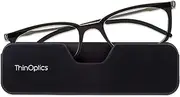 ThinOptics Connect Reading Glasses with Magnetic Case - Ultra-Thin Lightweight Eyeglasses Readers - Men Women (Black, 3, multiplier_x)