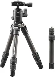 Cullmann - 56814 - Carvao 816TCS Travel Tripod Made of Carbon (max. 70, 5cm Extension Height, Packing Size 27cm, Load Capacity 4kg, Weight 445g), Black