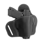 3 Slot Pancake OWB Leather Belt Handgun Holster Fits Beretta Ruger S&W Taurus