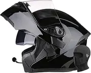 Bluetooth Flip-Up Helmet Modular Fast Motorcycle Helmet with Dual Visors Integrated Motorcycle Helmet for Adult Men Ladies Street Racing Motocross DOT/ECE Approved