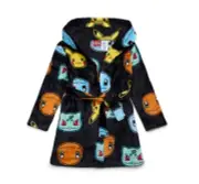Pokemon Boy's Pikachu and Character Plush Fleece Hooded Bathrobe, Robe