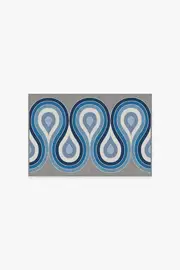 60' x 90' | Machine Washable Runner Rug | Kid & Pet Friendly | Indoor Rug | Jonathan Adler Milano Blue Steel Rug | Ruggable
