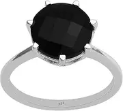 [MOONEYE] Shine Jewel Classic 10mm Black Spinel Single Stone Solitaire Ring 925 Sterling Silver