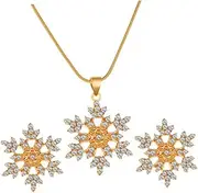 [OATIPHO] 1 Set Snowflake Necklace Earrings Women Earrings Rhinestone Snowflake Necklace Crystal Earrings Bride Jewelry Women Wedding Necklace Crystal Necklace Crystal Jewelry
