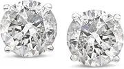 [Amazon Essentials] AGS Certified 14k White Gold Diamond with Screw Back and Post Stud Earrings (J-K Color, I1-I2 Clarity)