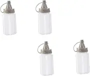 Beatifufu 4Pcs Sauce Squeezing Bottles Ketchup Dispensers for Kitchen Condiments Leakproof Easy to Clean for Salad Dressings and Sauces