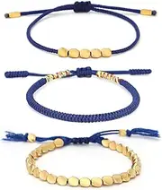 [COLORFUL BLING] Handmade Weave Tibetan Buddhist Woven Knots Bracelets Mens Womens Lucky Red String Bracelets for Protection Jewelry