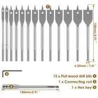 15Pcs Spade Drill Bit Set 6mm-25mm Carbon Steel Paddle Flat Bit Set with befcS