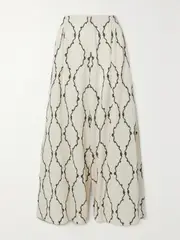 [Agua by Agua Bendita] Agua by Agua Bendita - + Net Sustain Marea Colado Embroidered Linen Wide-leg Pants - White - small small White
