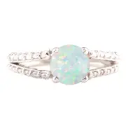 14KT White Gold 1.35Ct 100% Natural Australian Opal IGI Certified Diamond Ring