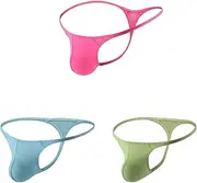 [POPMOOD] Men's G-String Seamless Thong Low Rise Underwear Green/Blue/Red 3 Pack