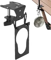 Camping Canister Hanger, Cooking Table Hook, Air Canister Organizer, Heavy Duty Metal Holder, Outdoor Utility Tool, Compact Size, Backpacking Hiking Kitchen Use, 6x13.3x6cm Black