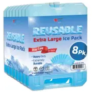 Reusable X-Large Ice Pack (8 Pack) Long Lasting - Perfect for Keeping Food Or...