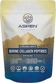 ASPEN NATURALS Grass Fed Bovine Collagen Peptides Powder - USA Sourced from USDA Inspected Cattle, Gluten Free, Paleo Friendly, Water Soluble, Flavorless, Easily Mixes into Liquids - 3LB