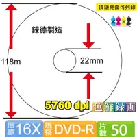 在飛比找PChome24h購物優惠-錸德製 DVD-R16X 頂級亮面相片防水可列印式光碟 57