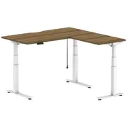 Stilford S2 Electric Corner Workstation 1500mm White/Walnut