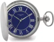 Charles Hubert Chrome Finish Blue Dial Quartz Pocket Watch