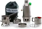 Kelly Kettle Trekker Kit 20oz Small Stainless Steel Camp Kettle with Whistle, Lightweight Camping Stove for Fishing, Hunting, Hiking, Survival Gear