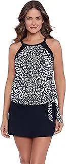 [Shapesolver] Women's High Neck Blouson Swim Top, Komodo Island, 16
