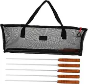 Mipcase 1Set Stainless Steel BBQ Skewers Roasting Skewer with Handles for Outdoor Grilling Kabob Skewers for Appetizers and Family Barbecues