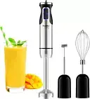 living Hand Blender Set: Stainless Steel Blade, Whisk, Frother