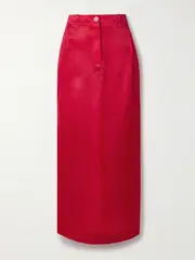 [KHAITE] KHAITE - Lucian Pleated Silk-organza Maxi Skirt - Red - US6 US 6 Red