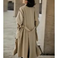 在飛比找momo購物網優惠-【巴黎精品】風衣外套防風大衣(長版廓型雙排扣英倫風女外套2色