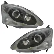 Honda Civic Mk7 Type R 2003-2006 Headlights Headlamps Black 1 Pair Left & Right