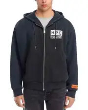 Heron Preston V8714 Mens Black Security Graphic Zip Hoodie Size XL